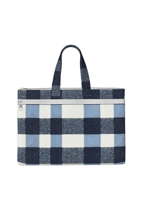 Handbag File Bag 1510.6in Large Capacity Double Pocket Designed For Work Travel Travel Shopping Slateblue Buffalo Plaid Check Tartan Scotland_2