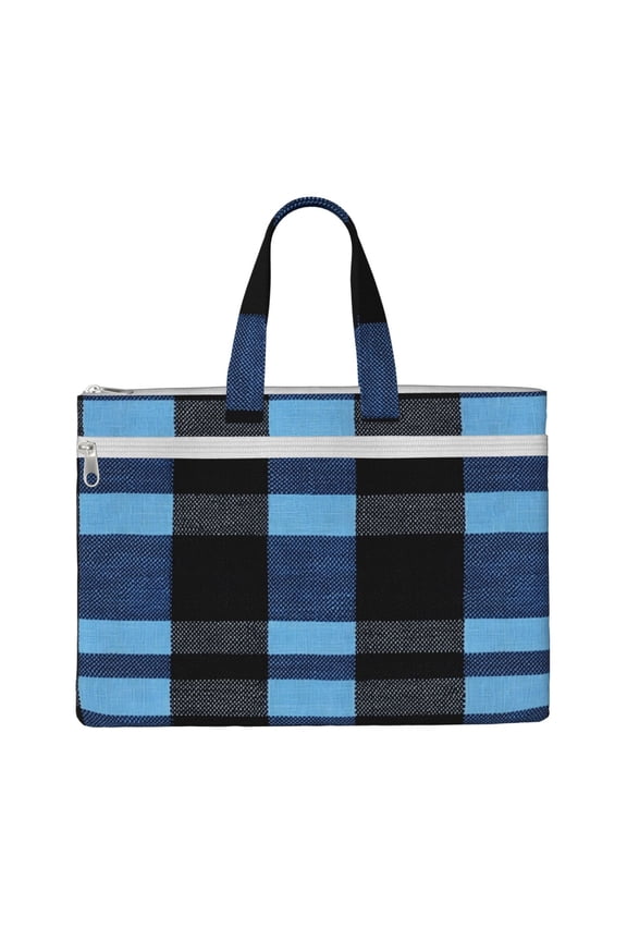 Handbag File Bag 1510.6in Large Capacity Double Pocket Designed For Work Travel Travel Shopping Slateblue Buffalo Plaid Check Tartan Scotland_3