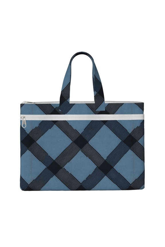 Handbag File Bag 1510.6in Large Capacity Double Pocket Designed For Work Travel Travel Shopping Slateblue Buffalo Plaid Check Tartan Scotland_4