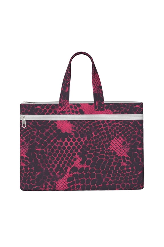 Handbag File Bag 1510.6in Large Capacity Double Pocket Designed For Work Travel Travel Shopping Snake Skin Print Style Palevioletred_2