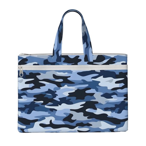 Handbag File Bag 1510.6in Large Capacity Double Pocket Designed For Work Travel Travel Shopping Vector Camouflage Pattern Blue_4