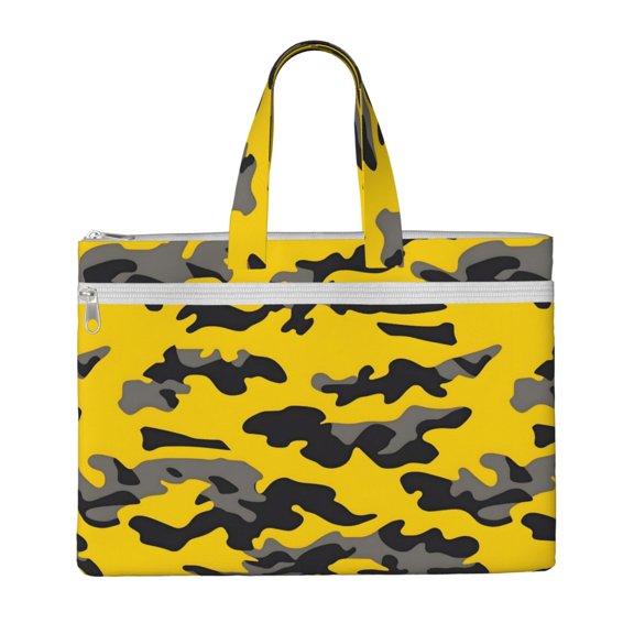 Handbag File Bag 1510.6in Large Capacity Double Pocket Designed For Work Travel Travel Shopping Vector Camouflage Pattern Yellow_1