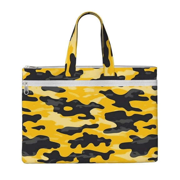 Handbag File Bag 1510.6in Large Capacity Double Pocket Designed For Work Travel Travel Shopping Vector Camouflage Pattern Yellow_3