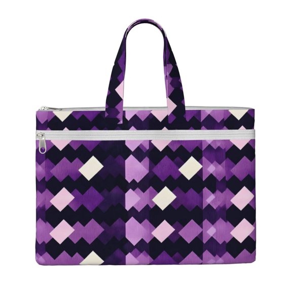 Handbag File Bag 1510.6in Large Capacity Double Pocket Designed For Work Travel Travel Shopping Violet Retro Houndstooth_1
