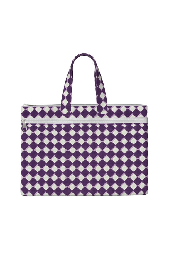 Handbag File Bag 1510.6in Large Capacity Double Pocket Designed For Work Travel Travel Shopping Violet Retro Houndstooth_2