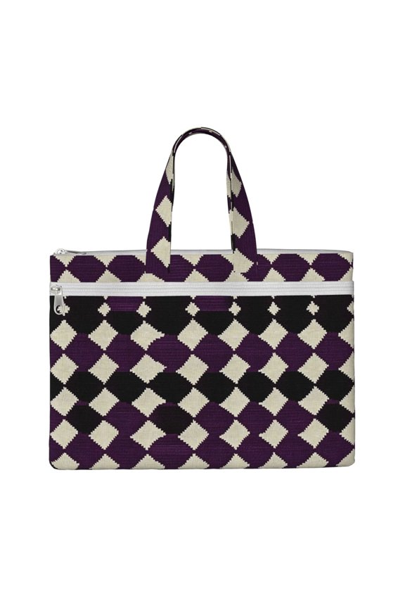 Handbag File Bag 1510.6in Large Capacity Double Pocket Designed For Work Travel Travel Shopping Violet Retro Houndstooth_3