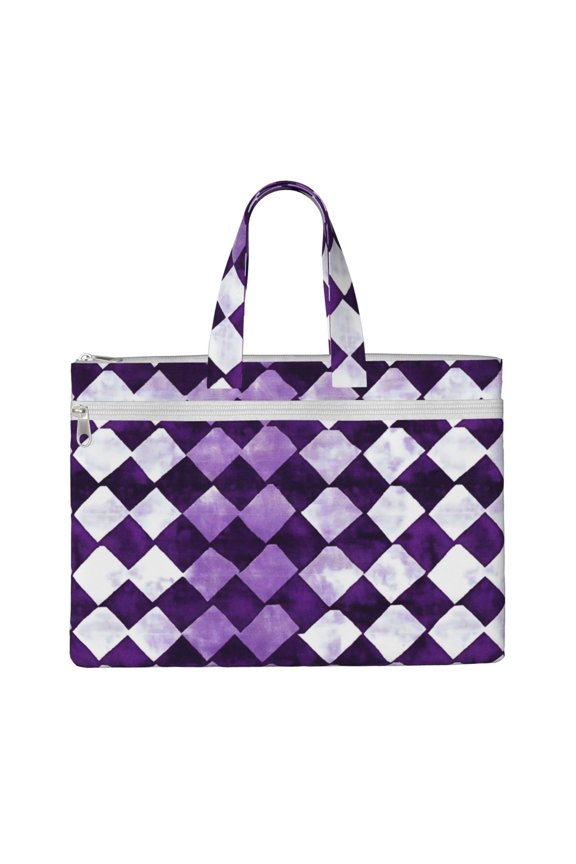 Handbag File Bag 1510.6in Large Capacity Double Pocket Designed For Work Travel Travel Shopping Violet Retro Houndstooth_4