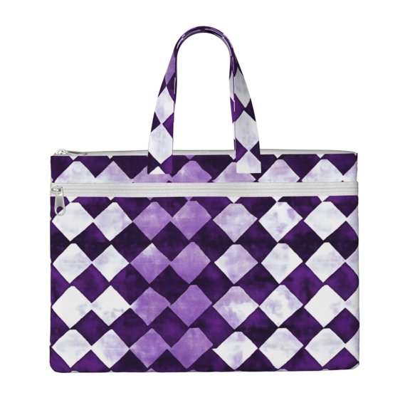 Handbag File Bag 1510.6in Large Capacity Double Pocket Designed For Work Travel Travel Shopping Violet Retro Houndstooth_4
