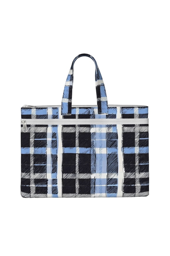 Handbag File Bag 1510.6in Large Capacity Double Pocket Designed For Work Travel Travel Shopping Mediumblue Houndstooth Buffalo Plaid Tartan Check Scotland Hand-Drawn Sketch_3