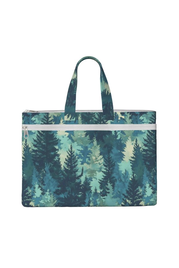 Handbag File Bag 1510.6in Large Capacity Double Pocket Designed For Work Travel Travel Shopping Realistic Forests Camouflage Pattern Conifer Paleturquoise_1