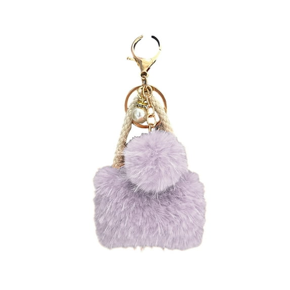 Handbag Keychain Metal Buckle Faux Pearl Mini Charm Plushies Light Luxury Style Ornament Lovely Backpack Bag Pendant Plush Car Key Ring Girl Gift