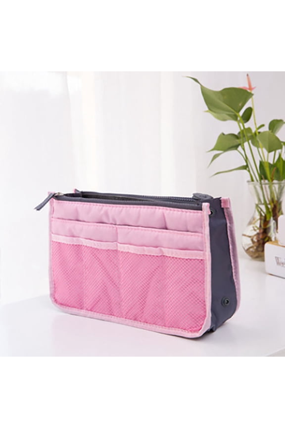 Handbag Organiser Travel Insert Purse, Rvkxad Large Liner Organizer Tidy Bag, Polyester Soft Rectangle Multi-Pocket Zipper Closure with Strap for Travel Sports
