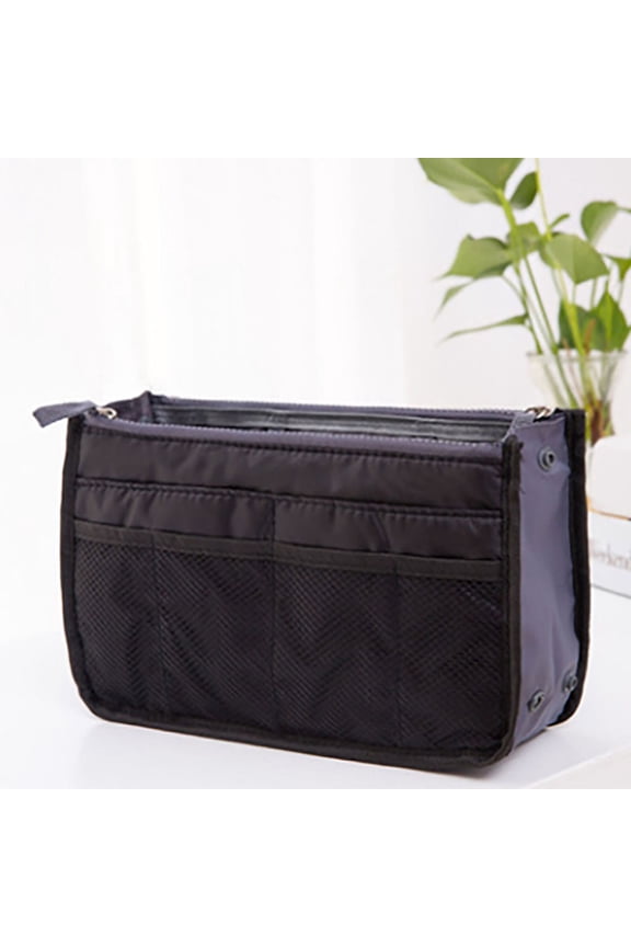 Handbag Organiser Travel Insert Purse, Rvkxad Large Liner Organizer Tidy Bag, Polyester Soft Rectangle Multi-Pocket Zipper Closure with Strap for Travel Sports