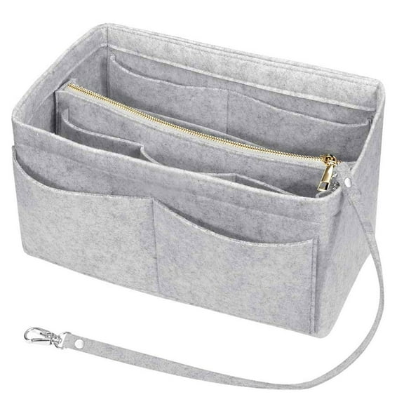 Handbag Organizer Insert with 13 Pockets | Detachable Wallet & Key Chain | Lightweight Tote Purse Organizer | Medium/Large/X-Large Sizes | Travel Storage Solution