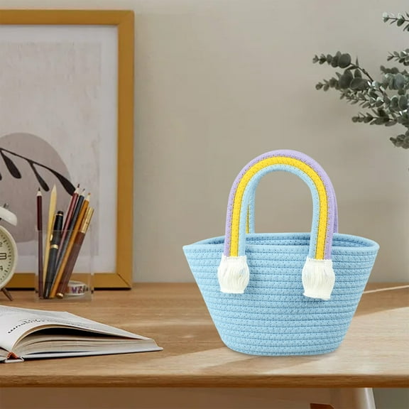 Handbag Picnic Basket Cotton Rope Woven Bag, by Ukhccc