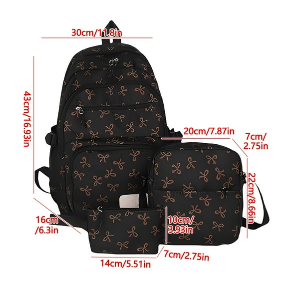 Handbag Set, Large-Capacity Backpack, Shoulder Bag And Tote Three-Piece Set With Bowknot Decoration, Versatile Nylon Material For Work Shopping Travel