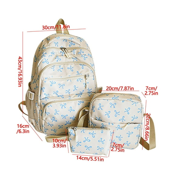 Handbag Set, Large-Capacity Backpack, Shoulder Bag And Tote Three-Piece Set With Bowknot Decoration, Versatile Nylon Material For Work Shopping Travel