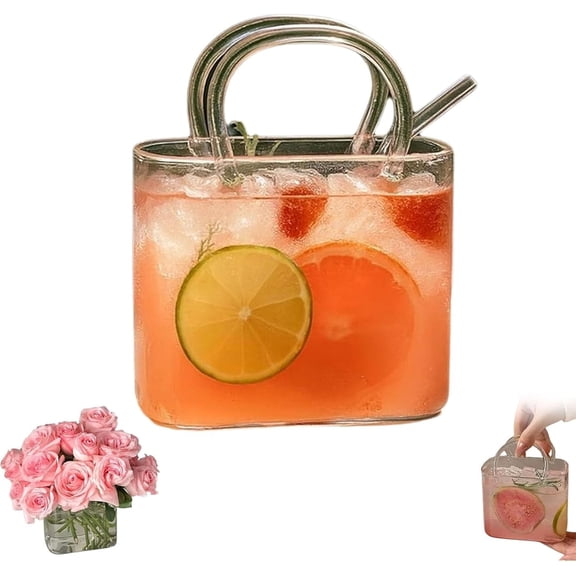 Handbag Shaped Wine Glass, Purse Drinking Cup with Integrated Handle, Unique Creative Glass for Juice Tea Cocktails, Gift for Her