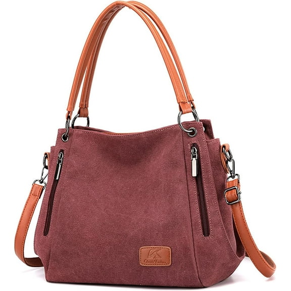 Handbag Shoulder Bag for Women Canvas Tote Bag with Zipper Ladies Crossbody Bag for Work,Shool,Daily
