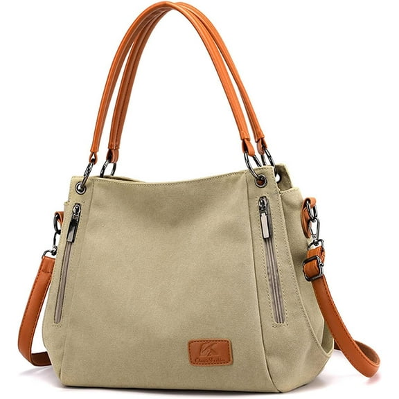 Handbag Shoulder Bag for Women Canvas Tote Bag with Zipper Ladies Crossbody Bag for Work,Shool,Daily