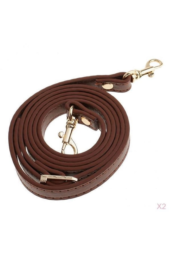 Handbag Strap - Pack of 2 - Leather Purse Handle Bag Accessories with Metal Clasp, 120 cm/47 Inch - Brown, Adjustable Length