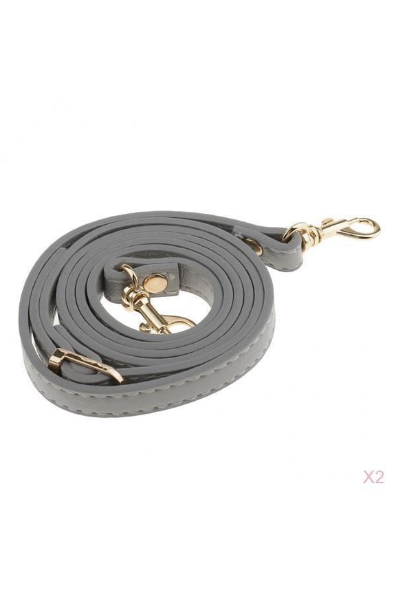 Handbag Strap - Pack of 2 - Leather Purse Handle Bag Accessories with Metal Clasp, 120 cm/47 Inch - Gray, Adjustable Length