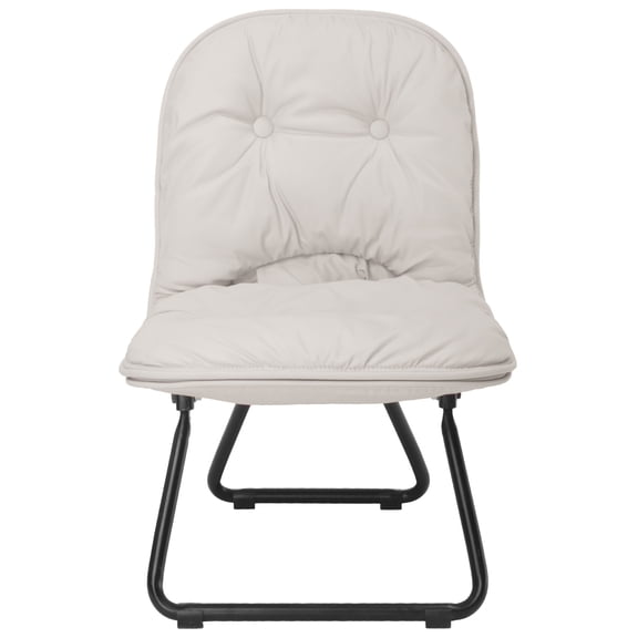 Handbag-Style Folding Saucer Chair - 8.5LBS Beige PU Leather for Indoor Outdoor