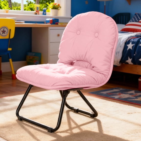 Handbag-Style Folding Saucer Chair - 8.5LBS Lightweight Pink PU Leather for Indoor Outdoor