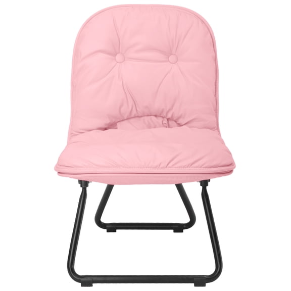 Handbag-Style Folding Saucer Chair - 8.5LBS Pink PU Leather for Indoor Outdoor