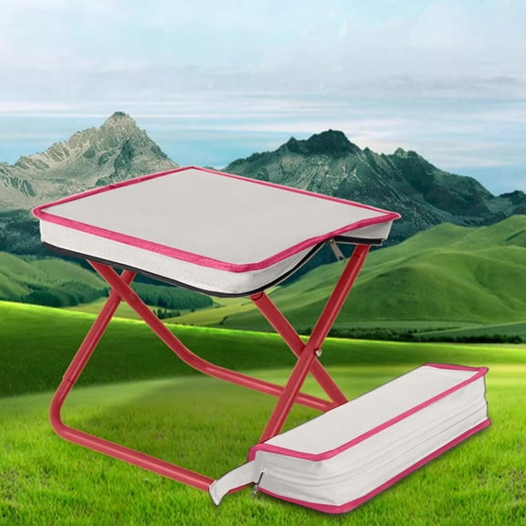 Handbag-Style Outdoor Folding Stool - Portable Handle Bag Design, Mini Fully Foldable Chair for Fishing/Queueing/Camping, Durable Lightweight Stool for Outdoor Adventures/Daily Use, 11*10*10in, Red