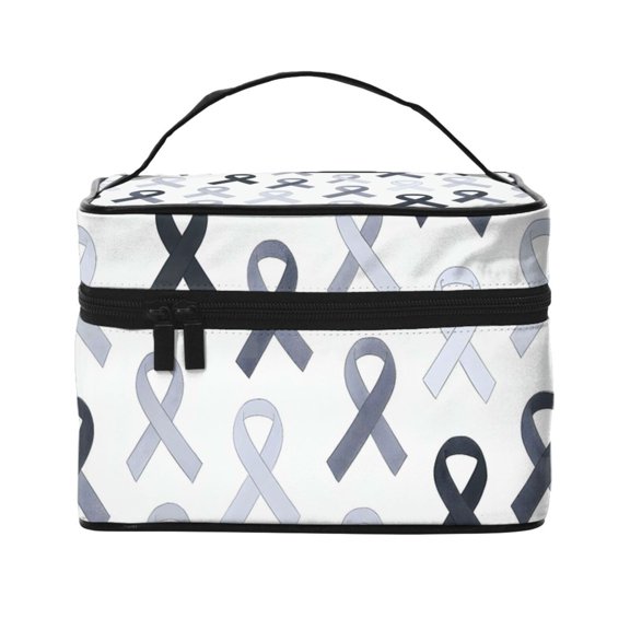 Handbag Travel Bag Cosmetic Bag 96.36.7in Multi-Function Bag Large Capacity For Camping Travel Family Travel Cancer Awareness Ribbon Pattern - Grayscale Modern