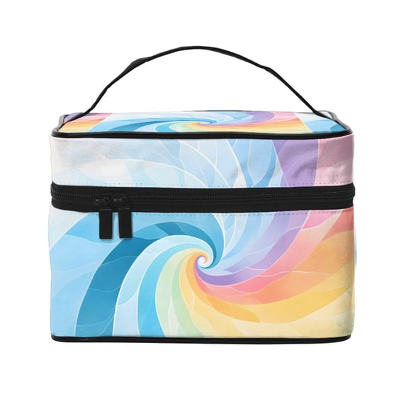 Handbag Travel Bag Cosmetic Bag 9×6.3×6.7in Multi-Function Bag Large Capacity For Camping Travel Family Travel Turquoise Tie Dye Background Rainbow Colors_4