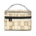 thumbnail image 1 of Handbag Travel Bag Cosmetic Bag 9×6.3×6.7in Multi-Function Bag Large Capacity For Camping Travel Family Travel Beige Checked Hand-Drawn Sketch_1, 1 of 6