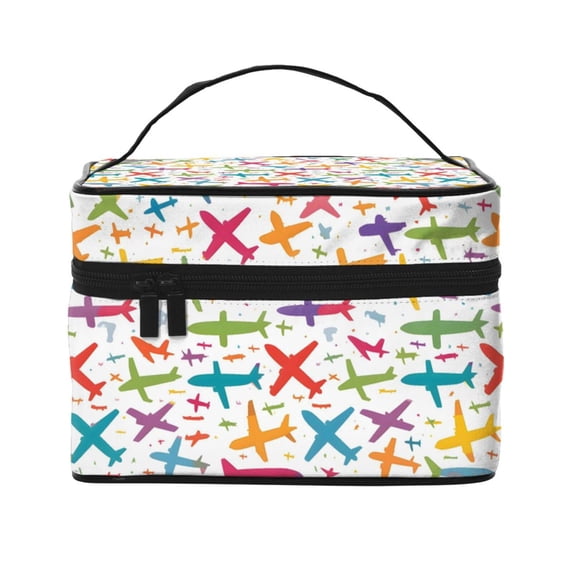 Handbag Travel Bag Cosmetic Bag 9×6.3×6.7in Multi-Function Bag Large Capacity For Camping Travel Family Travel Multicolored Aircraft