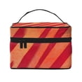 thumbnail image 1 of Handbag Travel Bag Cosmetic Bag 9×6.3×6.7in Multi-Function Bag Large Capacity For Camping Travel Family Travel Orangered Stripe_3, 1 of 6