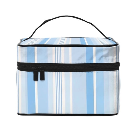 Handbag Travel Bag Cosmetic Bag 9×6.3×6.7in Multi-Function Bag Large Capacity For Camping Travel Family Travel Skyblue Stripe_3