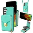 thumbnail image 1 of Handbag Wallet Case for Samsung Galaxy S25 Plus with Shoulder Strap, with Back Card Slots Holder PU Leather Magnetic Snap Zipper Flip Purse Shockproof Phone Cover for Galaxy S25 Plus - Mint, 1 of 6