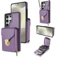 thumbnail image 1 of Handbag Wallet Case for Samsung Galaxy S25 Ultra with Shoulder Strap, with Back Card Slots Holder PU Leather Magnetic Snap Zipper Flip Purse Shockproof Phone Cover for Galaxy S25 Ultra - Purple, 1 of 11