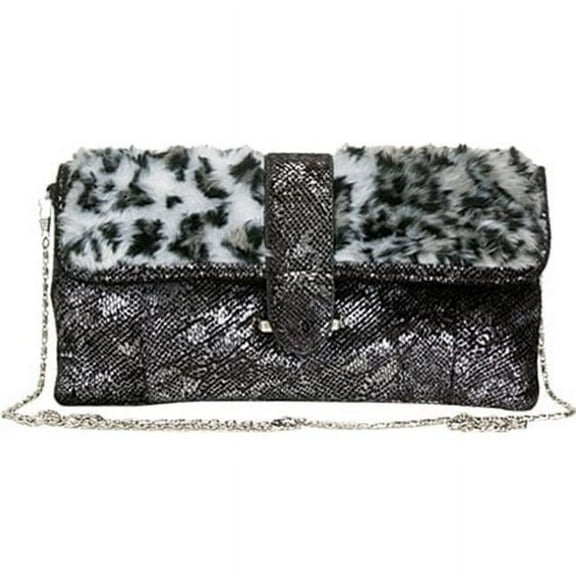 Handbag With Fur- Drop-In Shoulder Chain- Black