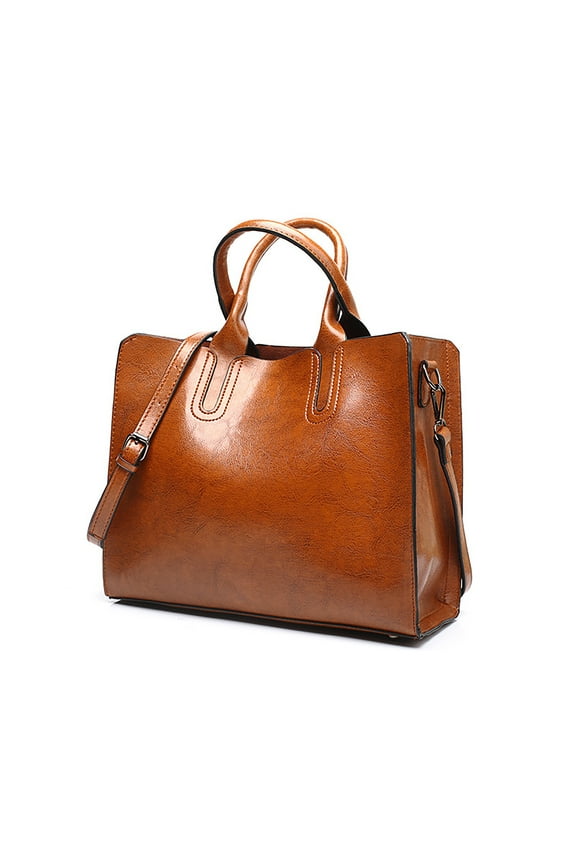 Handbag for Women, GMYLE Crazy Horse Pattern PU Leather Shoulder Crossbody Tote Bucket Bag Fashion Large Capacity, Gift for Mother Wife Girlfriend (Light Brown)