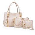 thumbnail image 1 of Handbag for Women, GMYLE Embossed Pattern PU Leather Shoulder Crossbody Tote Bucket Bag Fashion Large Capacity, Pouch Wallet Butterfly Keychain 3 in 1 Set Gift for Mother Wife Girlfriend (Beige), 1 of 3