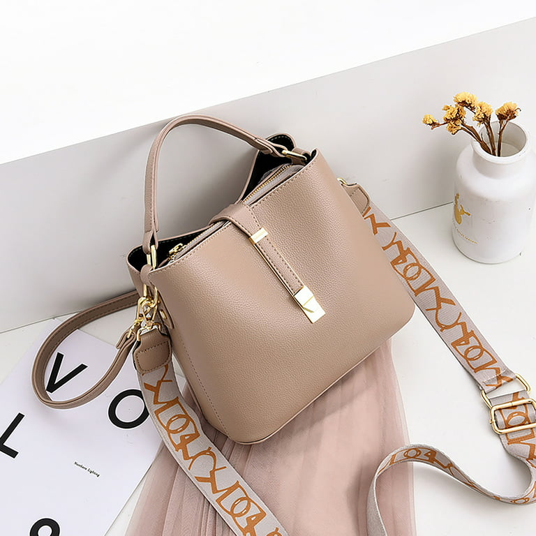 Handbag for Women, Gmyle PU Leather Shoulder Crossbody Tote Bucket Bag Korean Style Fashion with 2 Removable Straps Design Wide, Gift for Mother Wife