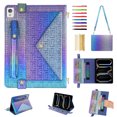 thumbnail image 1 of Handbag for iPad 10.2" 2021/2020/2019/Air 3/Pro 10.5", Stand PU Leather Protection Cover with Crossbody Strap&Handstrap with elastic, Multi-Card Slots Cash Pocket Pen Slot Envelope Case, Colorful, 1 of 10