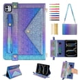thumbnail image 1 of Handbag for iPad Air 11" 2024/Pro 11" 2022/2021/2020/2018/Air4/Air5, Stand PU Leather Protection Cover with Crossbody Strap&Handstrap with elastic, Card Slots Cash Pen Slot Envelope Case, Colorful, 1 of 10