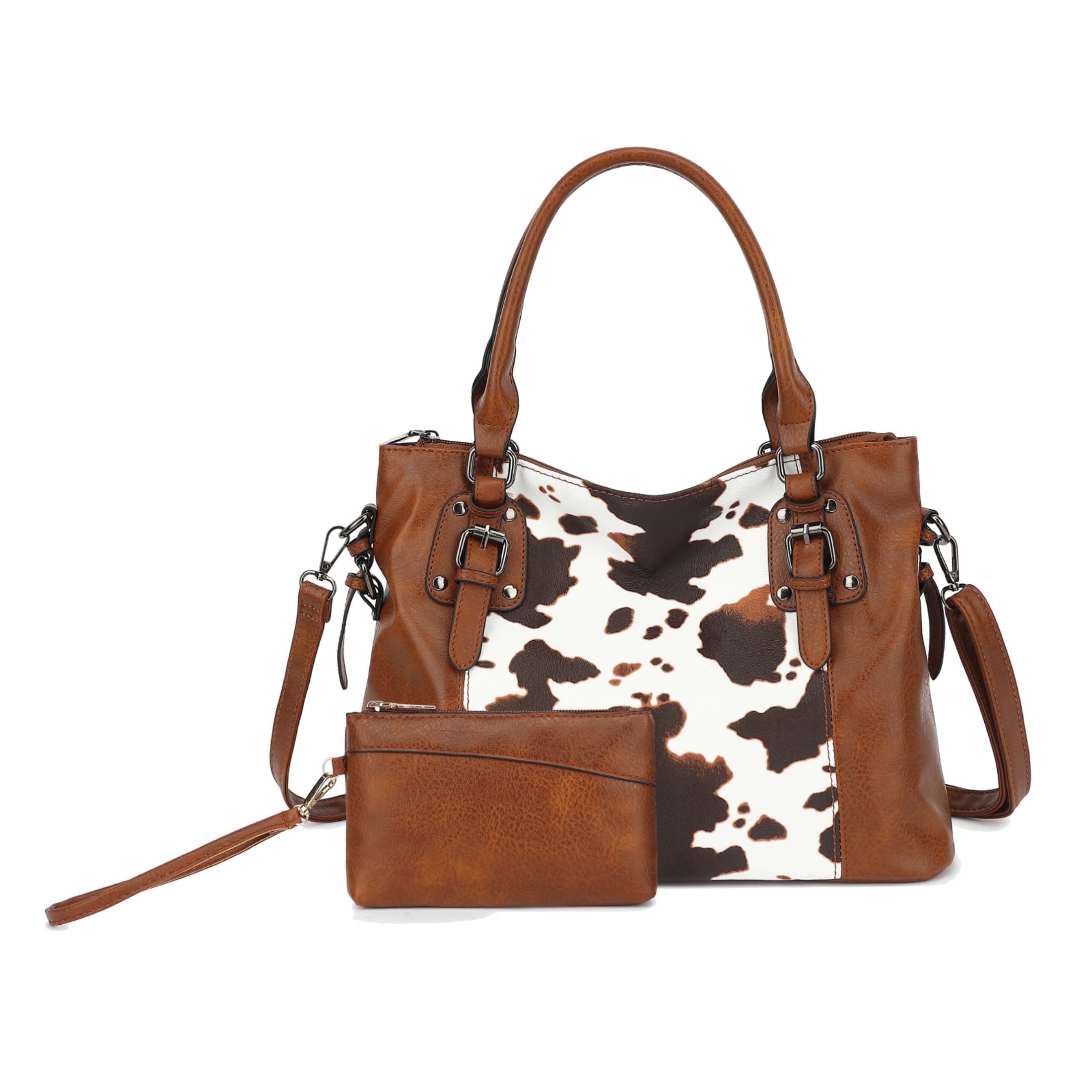 Handbags Bags for Women Pu Leather Tote Purse Crossbody Bag with Pockets Top Handle Shoulder Satchel Bags for Ladies 2PC