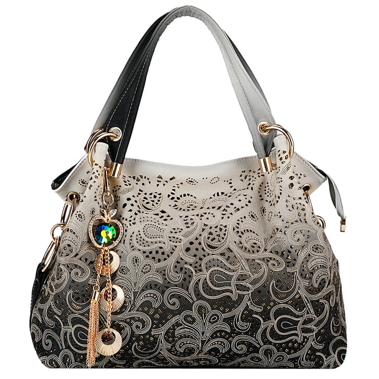Handbags for Women, Peaoy Faux Leather Purse Ladies Handbag Vintage  Designer Handbags Shoulder Bag Hollow Out Design with Fine Pendant Fashion  Tote