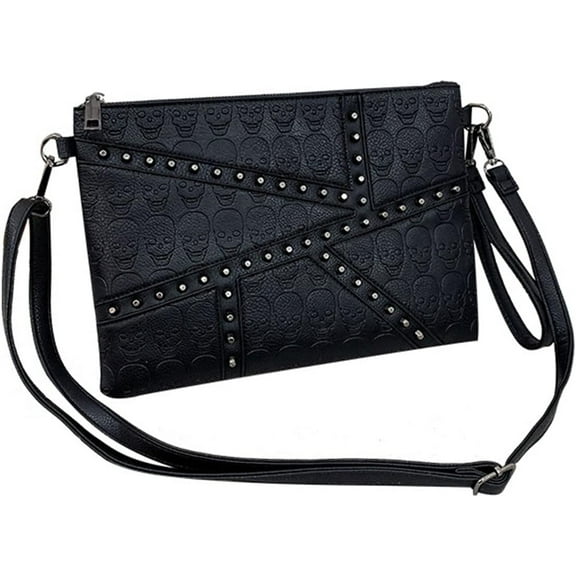 Handbags and Purses for Women Leather Shoulder Bag Skull Print Satchel Fashion Top-Handle Tote Ladies Wallet