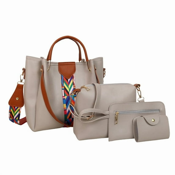 Handbags for Women, 4-Piece Set Shoulder Bag Pu Leather Handbag Trendy Tote Bag for Women (Blue)