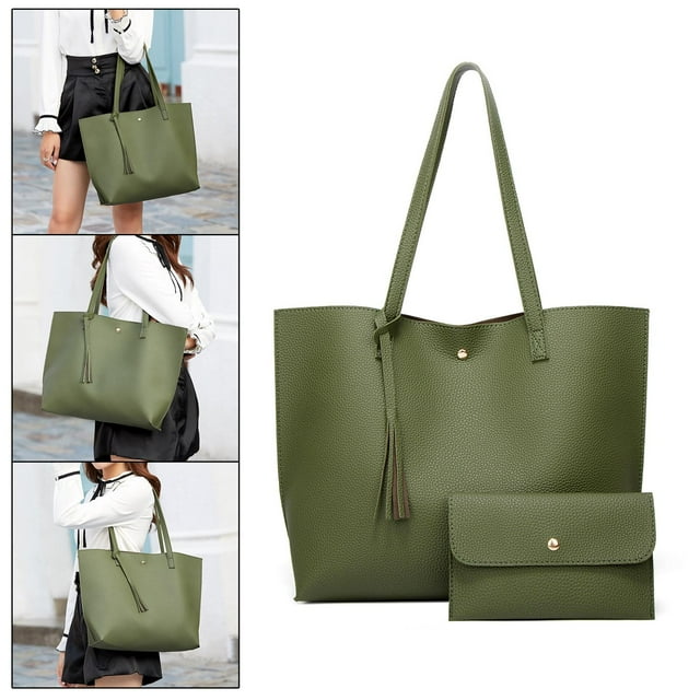Handbags for Women, Ladies Handbag Tote Bag Soft PU Leather Large Capacity Womens Top Handle Shoulder Bag Green