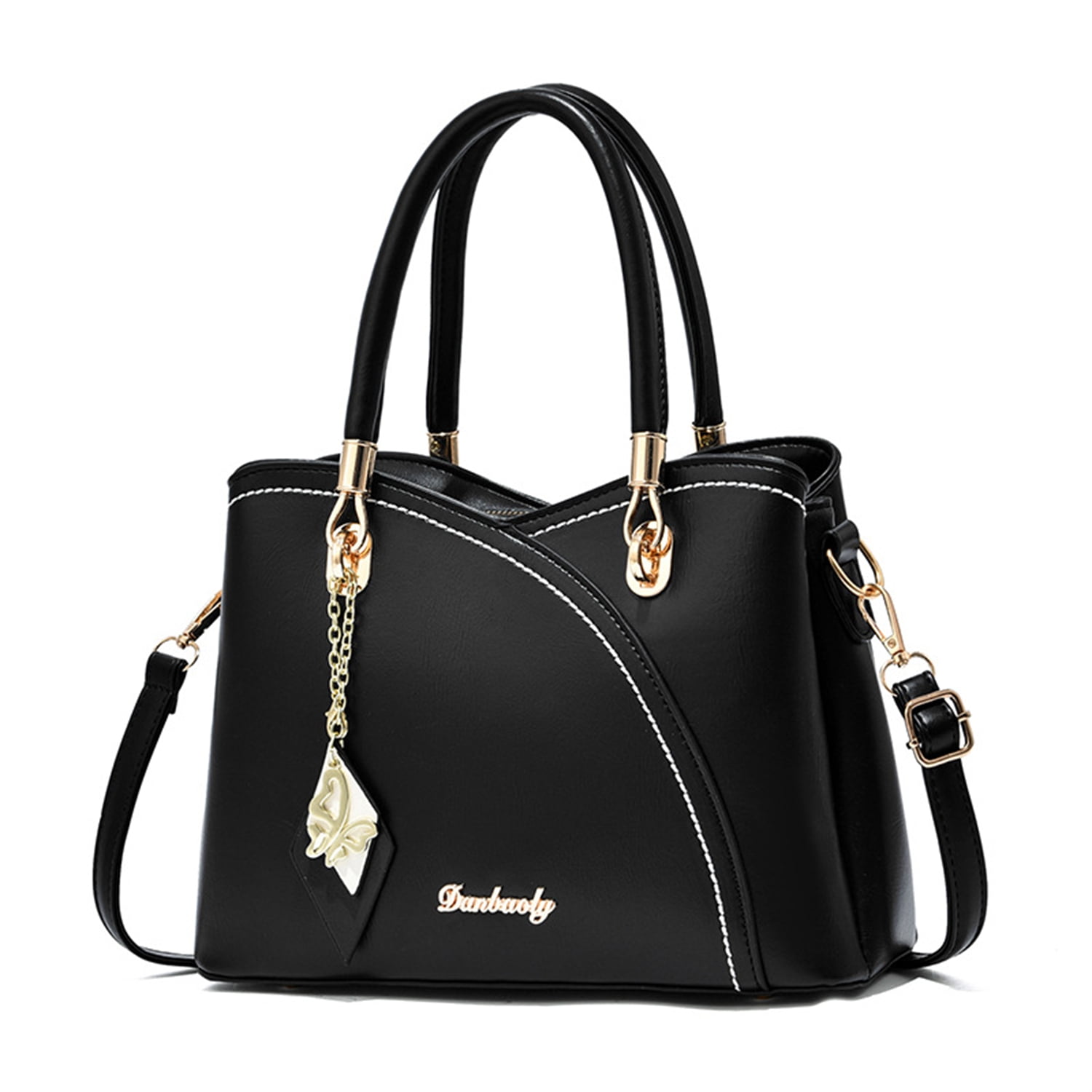 Buy Womens Leather Handbags Purse Top-handle Bags Contrast Color Stitching  Totes Satchel Shoulder Bag for Ladies, Black, 1 at Amazon.in